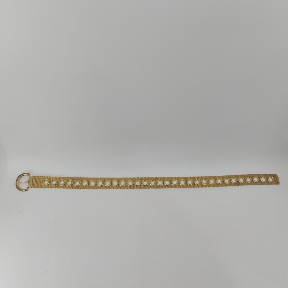 Gold Tone Women's Mesh Grommet Metal Belt 70s Disco Cosplay - Picture 11 of 12